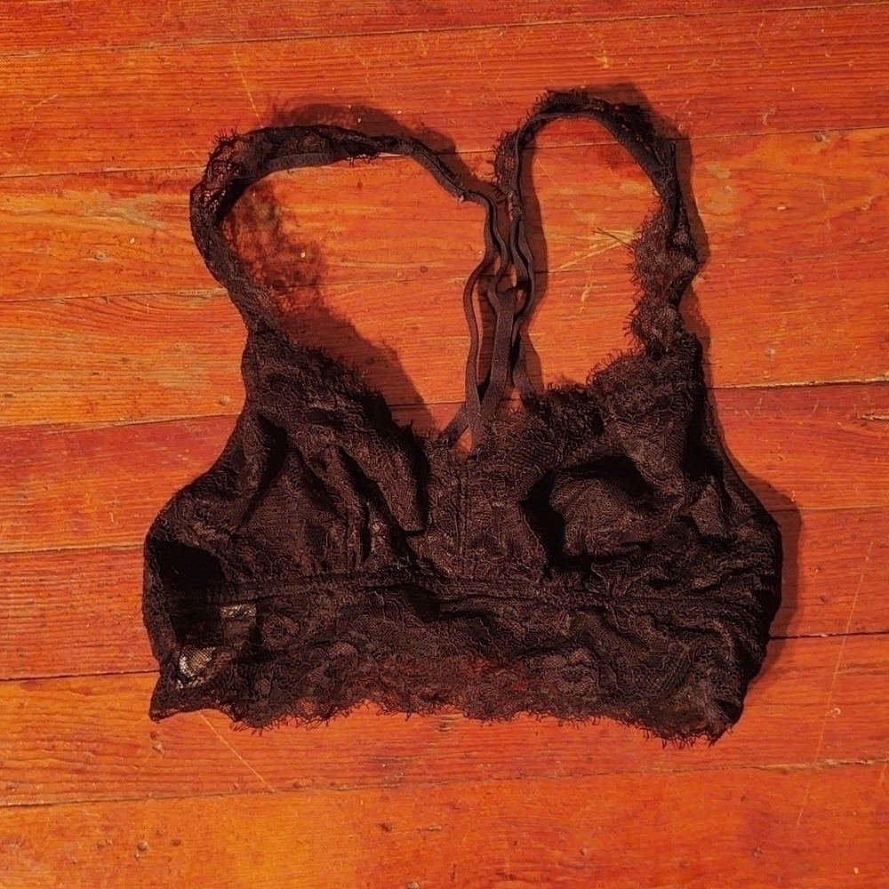 Candie's Floral Lace Strappy Black Bralette Sz M